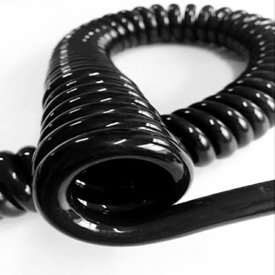 Katı Siyah TPU Kaplama Güvenlik Spiral Kablo Özel Uzunluk 1 / 1.2 / 1.5 / 3 / 5M