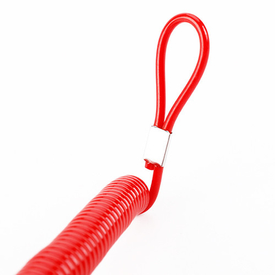 Genişletilebilir Polyurethane Kablo Esnek Bobin Lanyard Kırmızı Eğilmiş Öldürme Kablosu