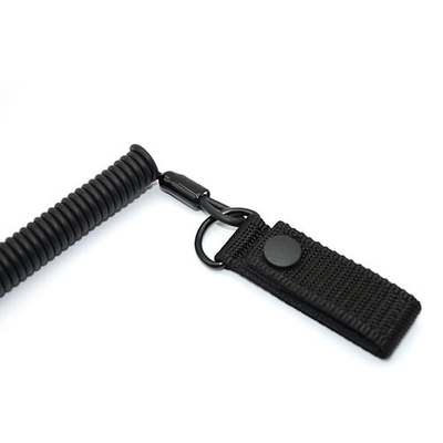 Matt Siyah Sarmal Pistol Lanyard 2M Görevli Kemer Düğümü için Genişletilmektedir